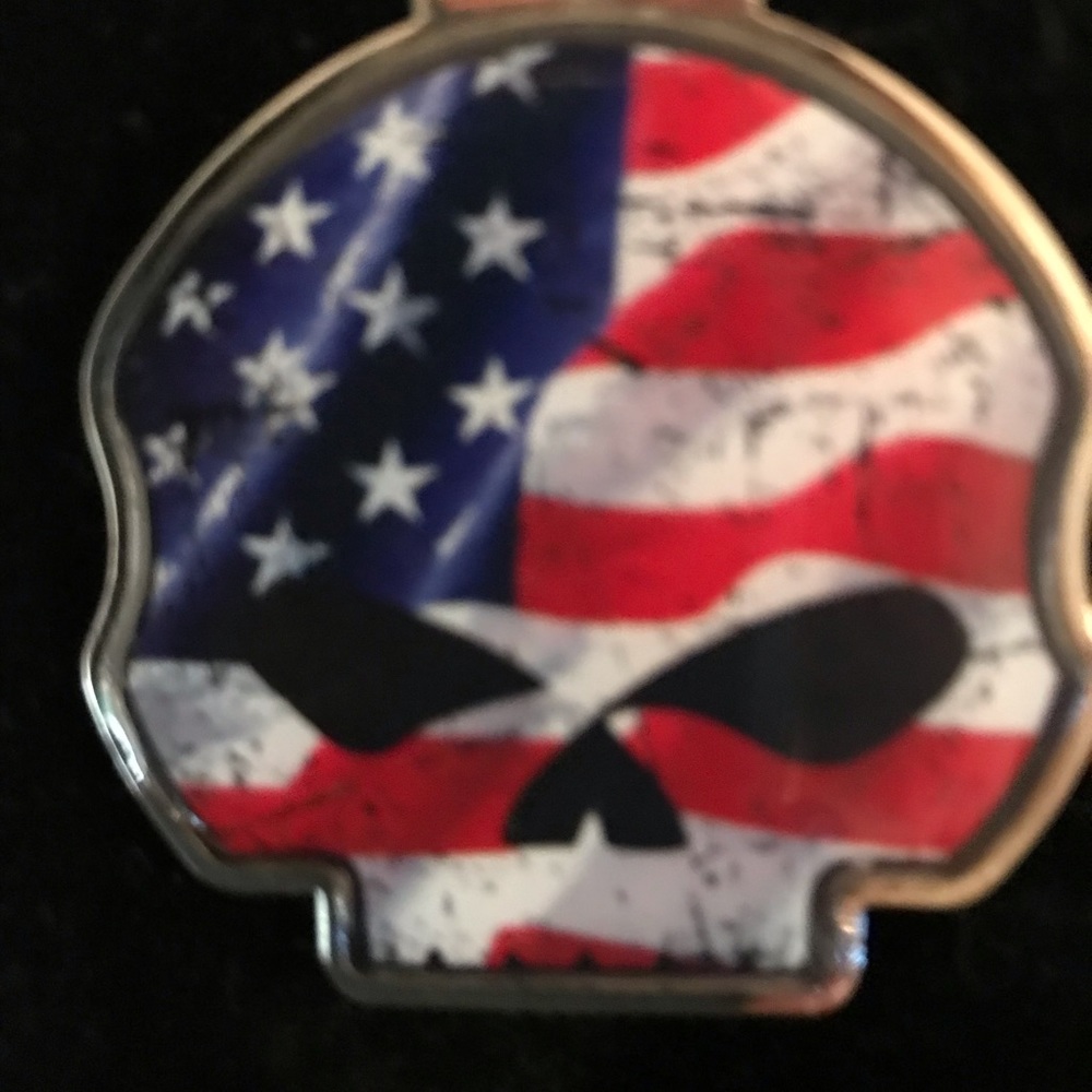 NWOT HD Willie G Skull Flag Pendant with chain - Picture 3 of 4